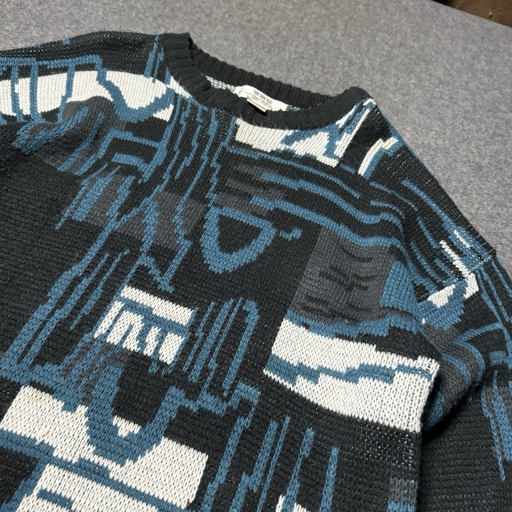 VTG 90s Townsend Lake Abstract Geometric Art Knit Sweater Mens M Grandpa Indie - Picture 2 of 9